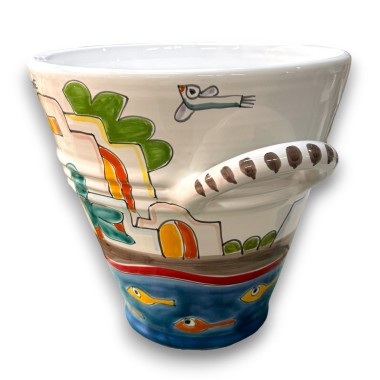 Handmade sicilian ceramic Ice Bucket Dammusi de simone pottery mangiallegro Handmade sicilian ceramic Ice Bucket Dammusi de simone pottery mangiallegro